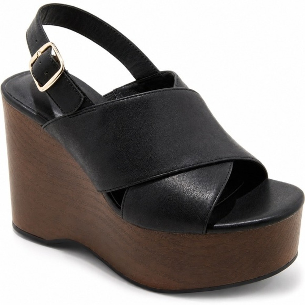 Women's Naomi Wedge Sandals by Universal Thread Black Size 7.5 New‎ With Tags